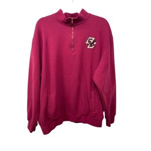 Boston College Eagles Quarter Zip Sweatshirt Unisex XL Maroon Fleece BC Coloseum